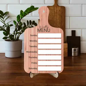 Tableau de menu hebdomadaire en bois planche à découper mémo effaçable déco de bureau