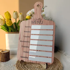 Tableau de menu hebdomadaire en bois mémo de cuisine effaçable à sec agenda déco