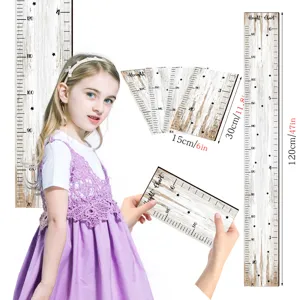Tabla de altura de crecimiento para niños de madera con patrones de estrellas para pared