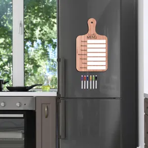 Tableau de menu hebdomadaire magnétique en bois pour réfrigérateur de cuisine et courses.