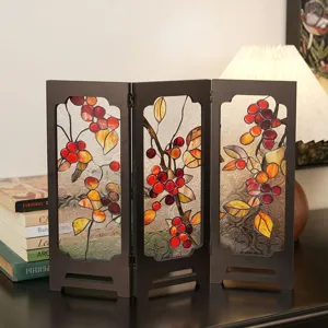 Miniature stained glass folding screen desktop ornament retro berry decor table design