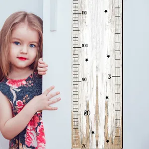 Regla de crecimiento de altura de madera para niños con estrellas para decoración de pared.