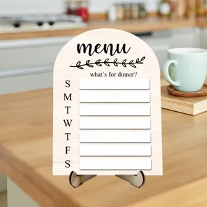 Tableau de menu en bois planificateur hebdomadaire décoration de bureau pour la cuisine