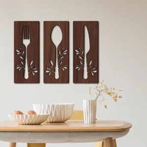 Décoration murale de cuisine en bois, plaque suspendue fourchette cuillère couteau pour salle.