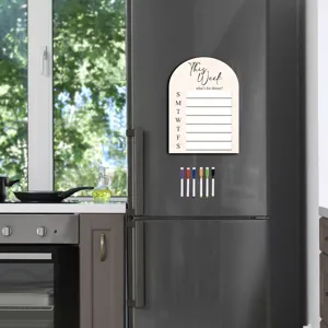 Tableau de calendrier hebdomadaire magnétique en bois planificateur de menu de cuisine avec feutres