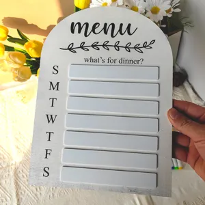 Tableau de menu hebdomadaire en bois magnétique pour décoration de bureau à domicile