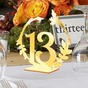 Numéro de table 13 en acrylique doré mariage fête centre de table miroir support déco