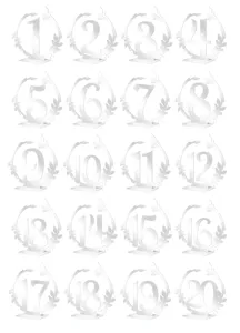 Numéros de table de mariage en acrylique argenté 1-20, panneaux de table décoratifs.
