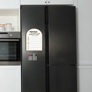 Tableau de menu magnétique en bois pour frigo, planificateur de repas hebdomadaire effaçable.