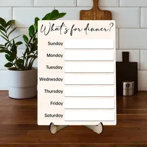 Tableau de menu hebdomadaire en bois pour cuisine, présentoir de mémo de bureau rustique.
