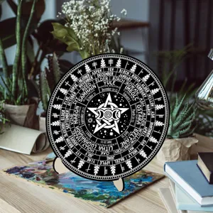 Wooden Wheel of the Year calendar plaque pagan altar decor desktop pagan witchcraft ornament