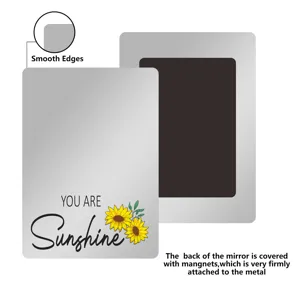 Espejo magnético para taquilla con diseño de girasol, bordes lisos y fuerte imán posterior firme.