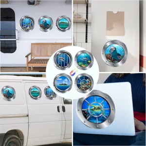 Marine ocean animal magnetic porthole stickers for fridge, car, laptop and home decor.