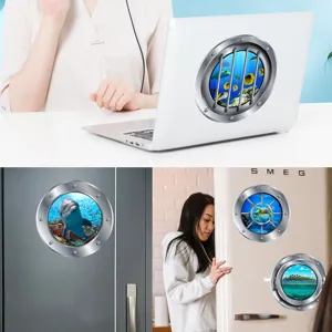 Magnetic porthole fridge sticker marine animal wall decor creative window view home decal