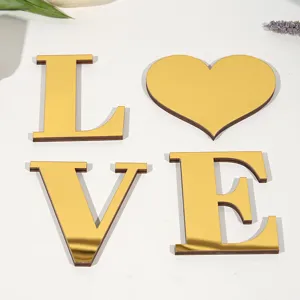 Acryl spiegel 3D letter hart muursticker goud huisdecoratie voor kamer inrichting onderdelen