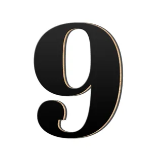 3D houten acryl nummer 9 muursticker huisdecoratie teken deur nummer zwarte afwerking