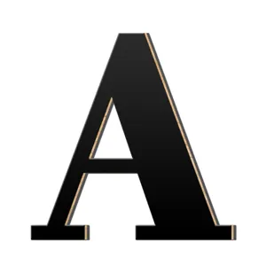 3D houten acryl letter wanddecoratie detail, zwart alfabet bord voor thuis muur sticker.