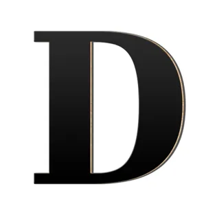 Houten acryl 3D letter D muursticker voor moderne huisdecoratie en elegante muurkunst.
