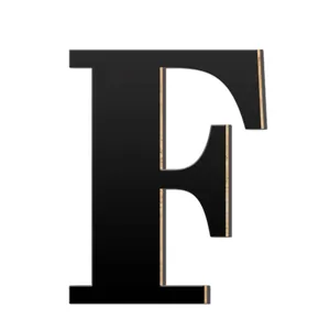 Houten acryl 3D letter F muursticker moderne thuisdecoratie alfabet bord zwarte afwerking
