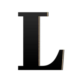 Houten acryl 3D letter L muursticker, moderne minimalistische huisdecoratie wandart.