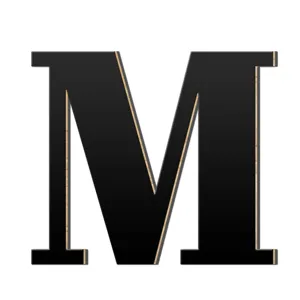 Houten acryl 3D letter M muursticker woondecoratie zwart gepersonaliseerd bordje
