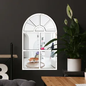 Wooden acrylic arch window wall mirror sticker for living room bedroom home decor aesthetic design