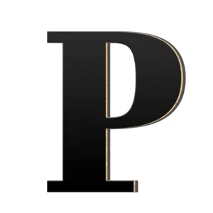 Zwarte houten acryl 3D letter P muursticker moderne huisdecoratie alfabet kunst teken