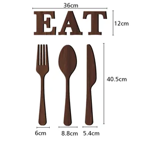 Belle décoration murale cuisine EAT lettres fourchette cuillère couteau bois de basse 5mm
