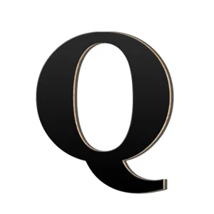 Houten acryl 3D letter Q muursticker voor huisdecoratie, modern zwart wandalfabet.