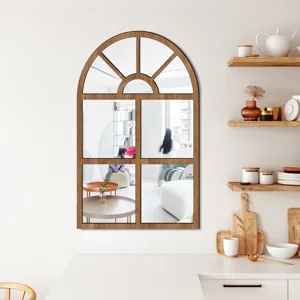 Wooden arched window decorative wall mirror sticker for living room bedroom home decor