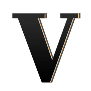 Houten acryl 3d letter V muursticker zwart oppervlak woondecoratie moderne wandkunst