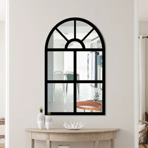 Modern arched window mirror wall sticker, decorative acrylic mirror for living room and bedroom.