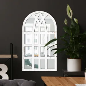 Wooden acrylic mirror wall sticker arch window decorative sticker for living room bedroom