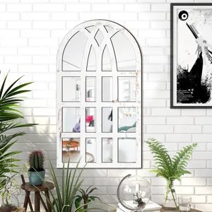 Decorative wooden acrylic mirror wall sticker fake window for living room and bedroom decor.