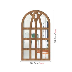 Wooden Acrylic Mirror Wall Sticker Arch Window Fake Window Home Decor Living Room