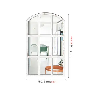 Arch wooden acrylic mirror wall sticker fake window for living room bedroom home decor 83x50cm