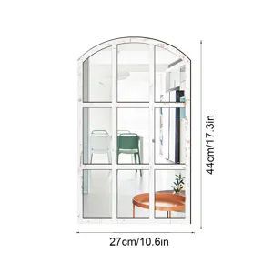 Wooden acrylic arched window wall mirror sticker home decor 44x27cm living room bedroom