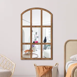Wooden acrylic mirror wall sticker fake window arched design for living room bedroom decor