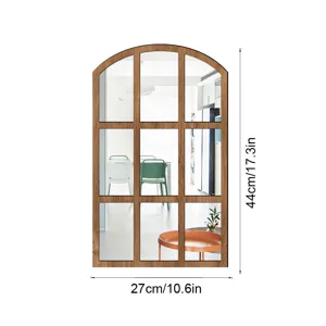 Arch window acrylic mirror wall sticker detail view, lightweight decorative piece for home decor.