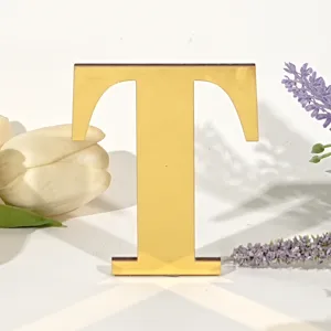Gouden spiegel acryl letter T decoratief bord voor uw 3d muurkunst thuisdecoratie