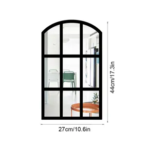 Wooden acrylic mirror fake window wall sticker for living room and bedroom home decor