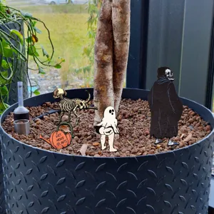 Funny Halloween skeleton ghost plant stakes wood potted decor for indoor garden and plants