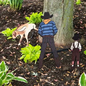 Funny peeing cowboy dog wooden plant insert mini potted decoration garden craft sign