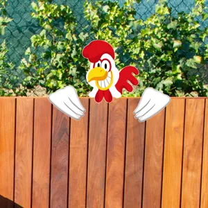 Simpatico gallo cartone animato recinzione peeper giardino decorazione cortile arte scultura