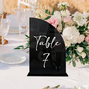 Acrylic wedding table number sign arched black DIY blank desktop decoration display sign.