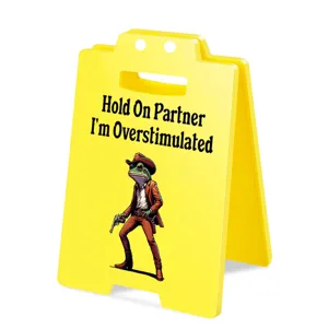 Funny office desktop prank acrylic sign, humorous cowboy frog quote table decoration
