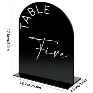 Black acrylic table number sign arch wedding table sign DIY custom desk display stand