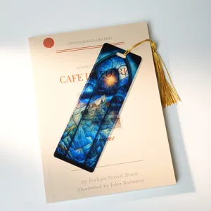 Acrylic stained glass night sky castle bookmark with gold tassel, ideal student stationery craft.