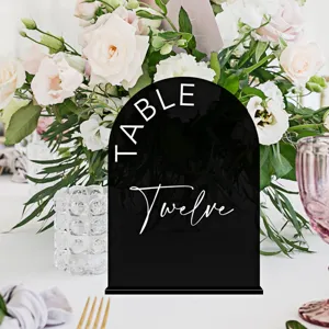 Acrylic wedding table number sign arch design minimalist black table decor for party setup
