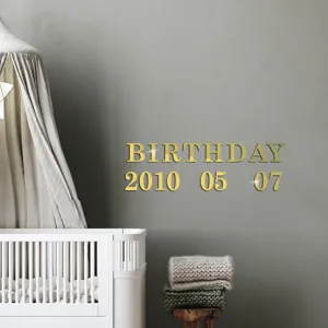 Gouden spiegel acryl muursticker DIY alfabet cijfers verjaardag kinderkamer wandbord